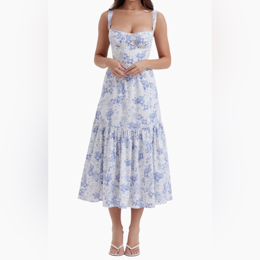 House of CB - Elia Floral Stretch Cotton Blend Corset Sundress